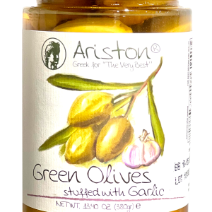 Ariston Green Olives Stuffed Garlic - 13.40oz