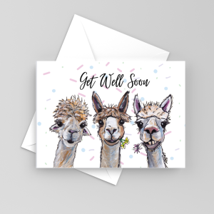 Alpaca Card 'Trio', Farm Animal Get Well Soon Card