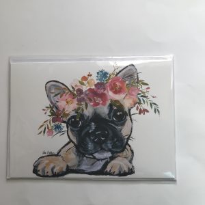 Bright Blooms Dog Card - Frenchie