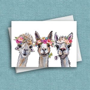 Bright Blooms Alpaca Card 'Trio', Cute Alpaca Card
