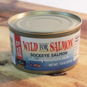 Canned Wild Alaskan Sockeye Salmon WITH Skin On and Bone In