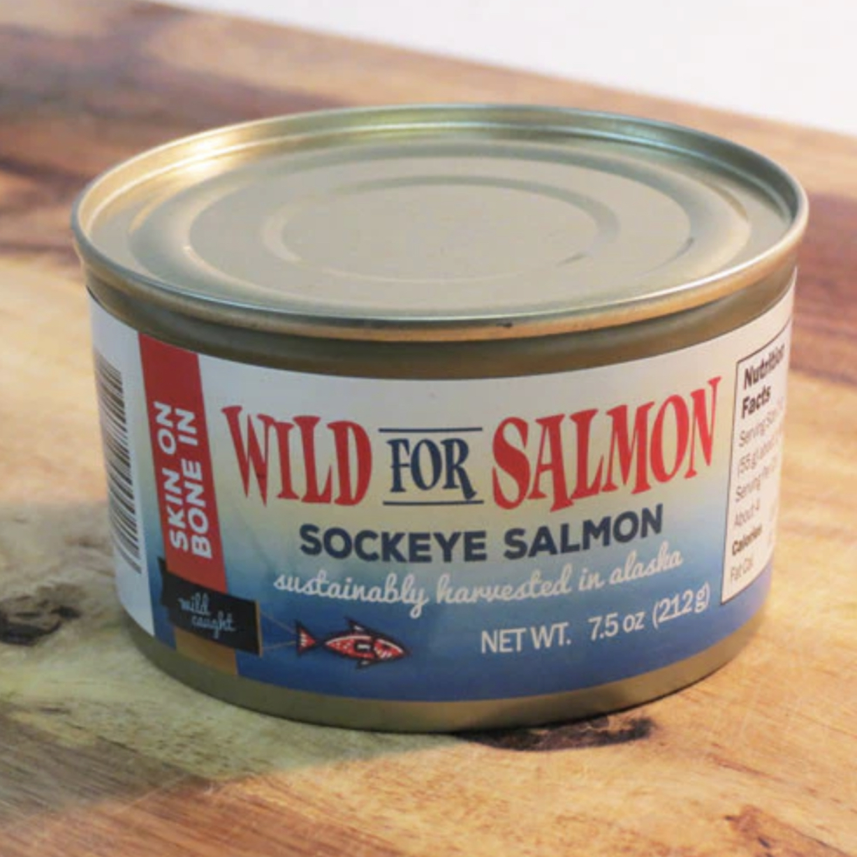 Canned Wild Alaskan Sockeye Salmon WITH Skin On and Bone In