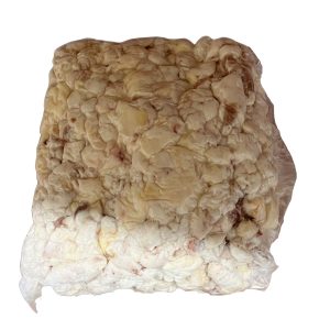 A 10 pound bag of our unrendered beef tallow fat in white background