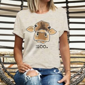 ADULT "Moo." Cow Beige Country Farm Life Tee