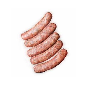 Beef Breakfast Links, five pieces, on top of white background