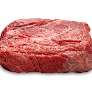 One Premium Cut of Raw Organic Beef Chuck Roast on White Background