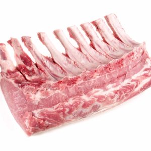 Our Pork Roast Loin with Bones in on a white background