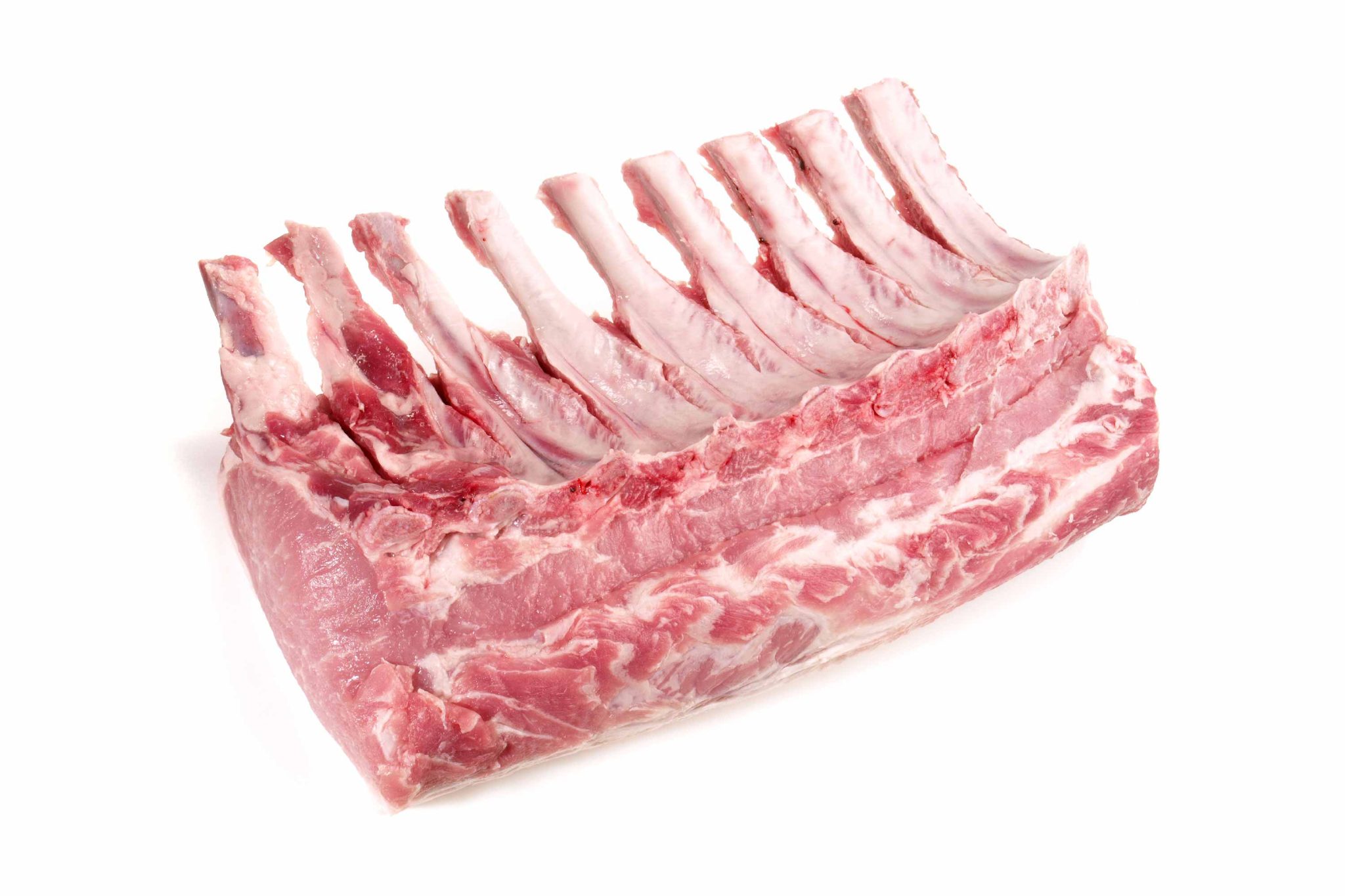 Our Pork Roast Loin with Bones in on a white background