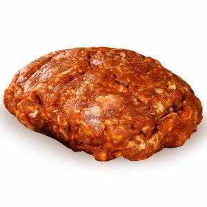 A Raw Lump of Pork Chorizo Loose on White Background
